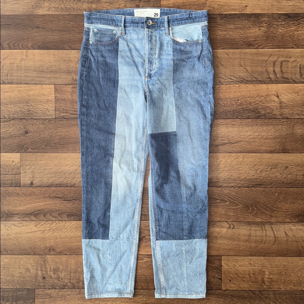 Rag & Bone Multi-Blue Patchwork Jeans - image 1